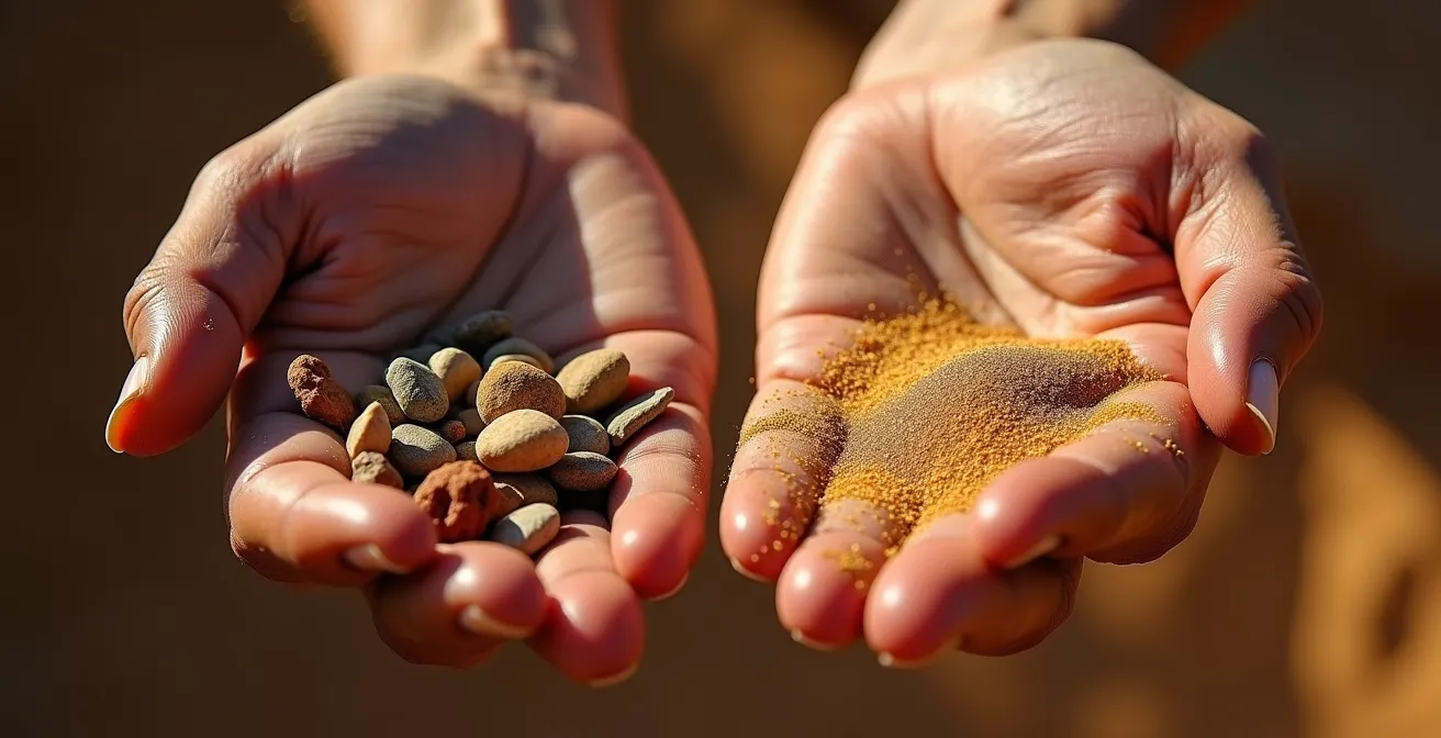 Diptyque montrant la différence entre le désert rocailleux de Zagora et les dunes de sable de Merzouga